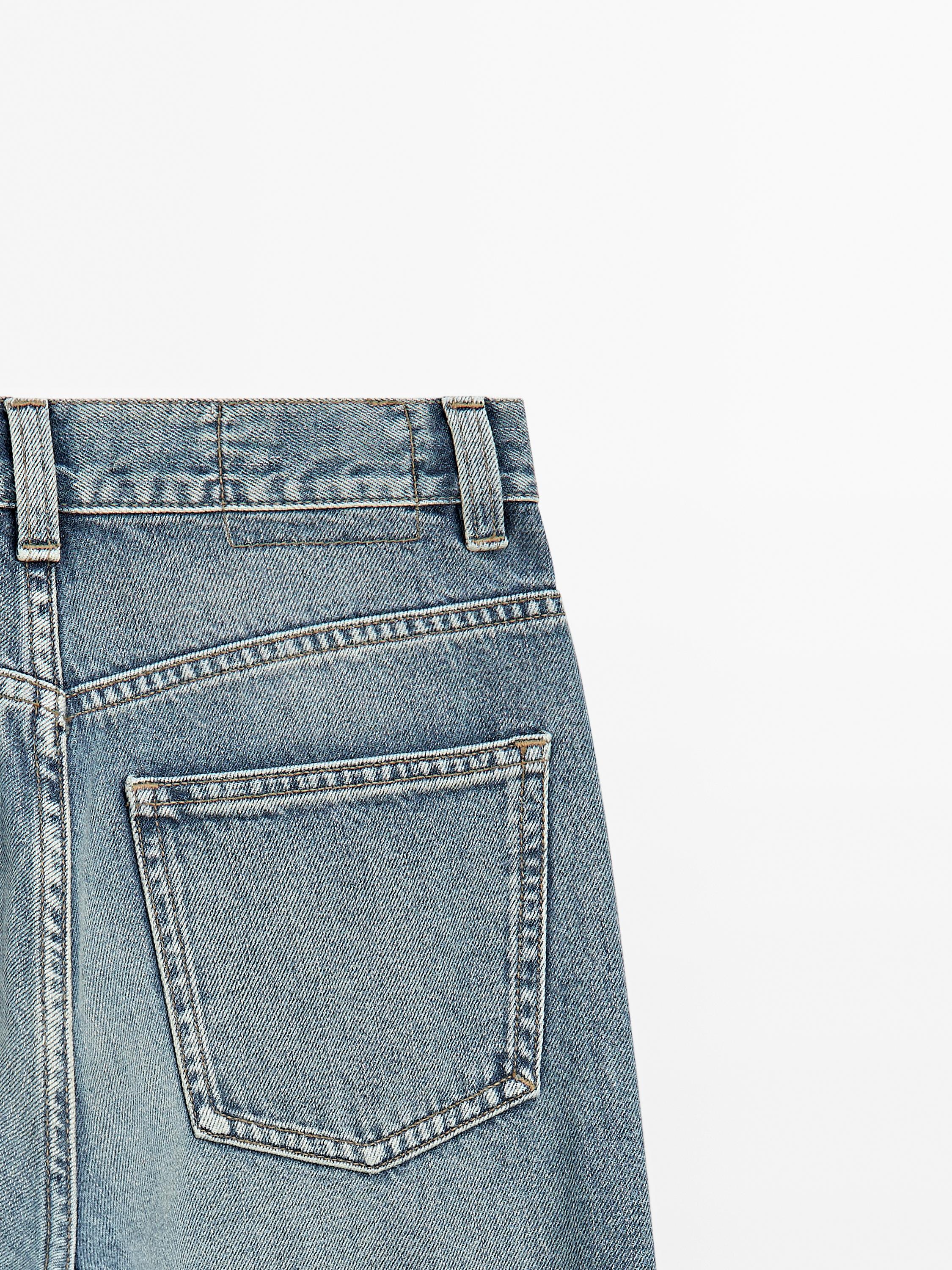 Flared high-waist cotton jeans